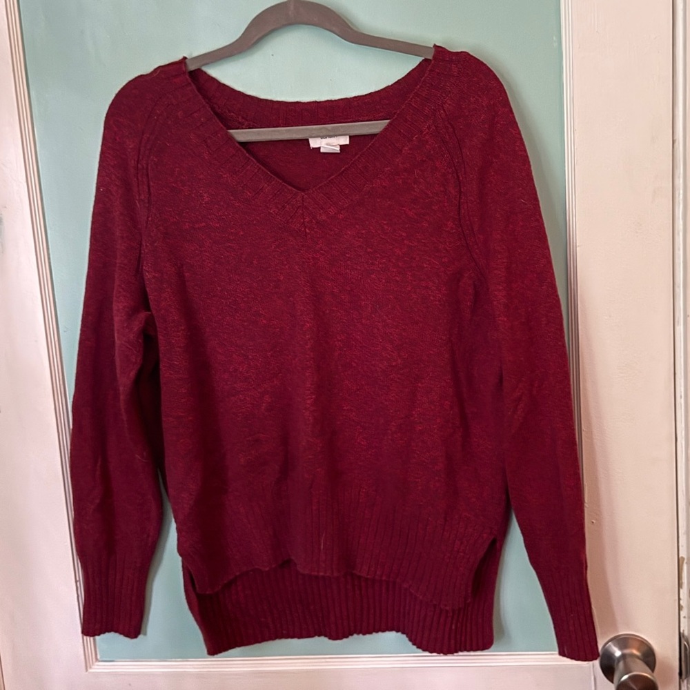 Women's Red V-Neck Sweater
